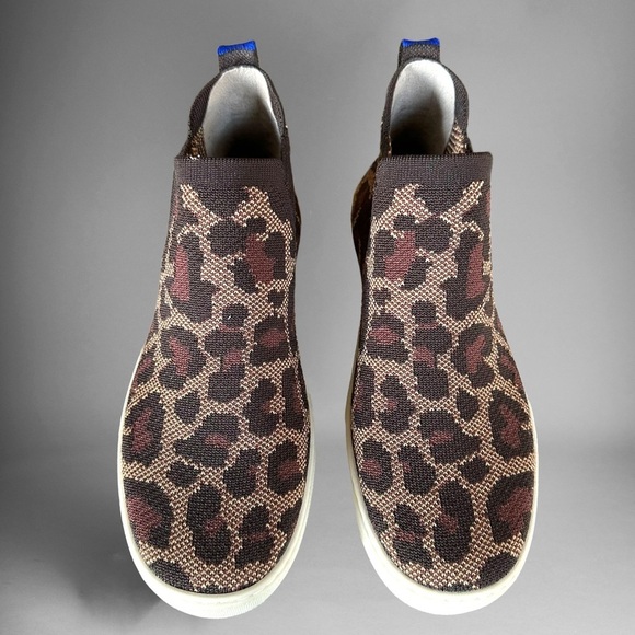 Rothy’s High Tops Leopard Print Denim Shoes - Picture 2 of 8